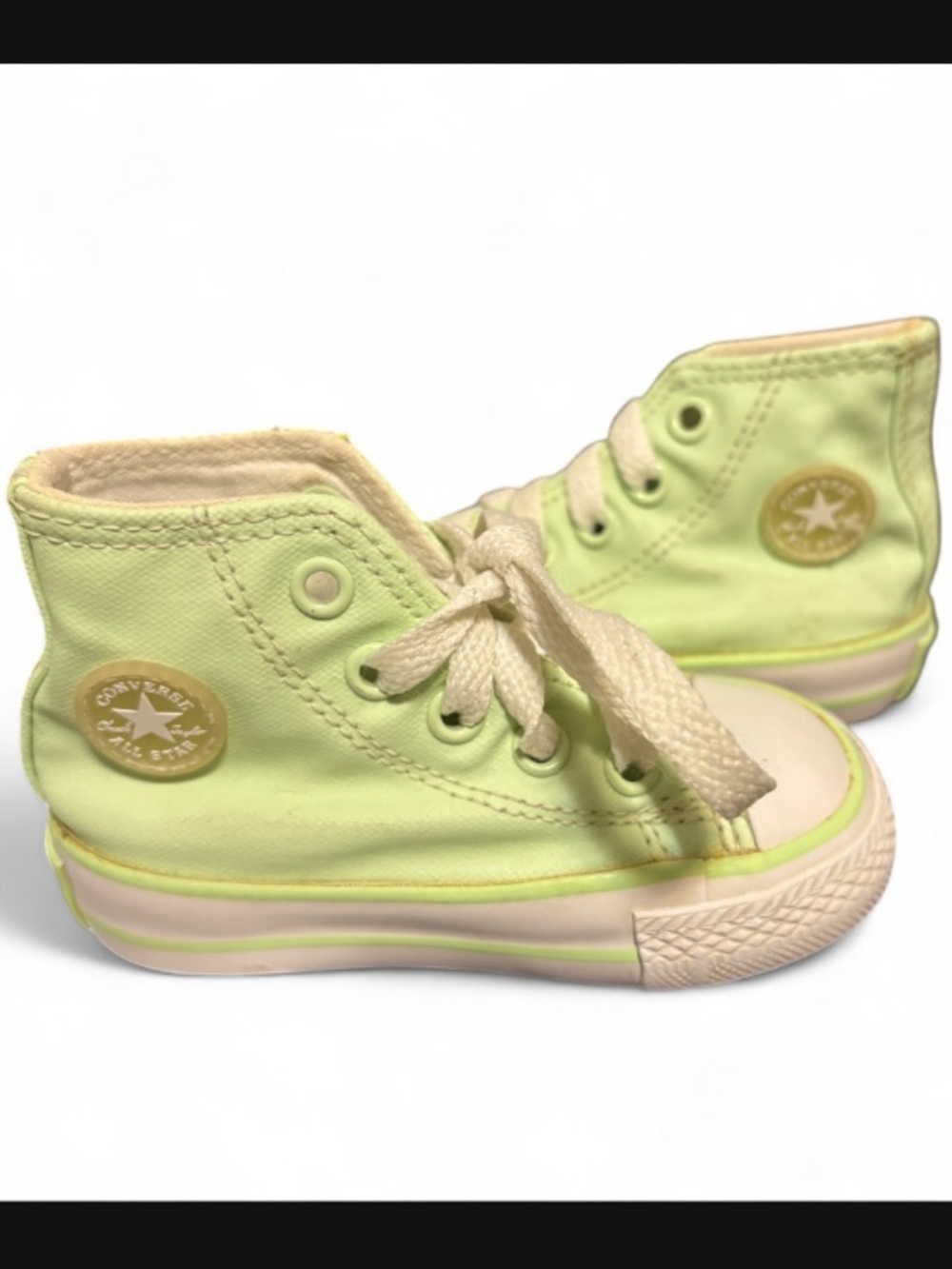 Converse | Green Pleather Baby/Toddler High Top Sneakers in Light Lime